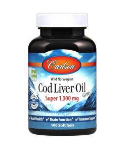 Carlson Labs - Wild Norwegian Cod Liver Oil Gems 1000mg - 100 softgels