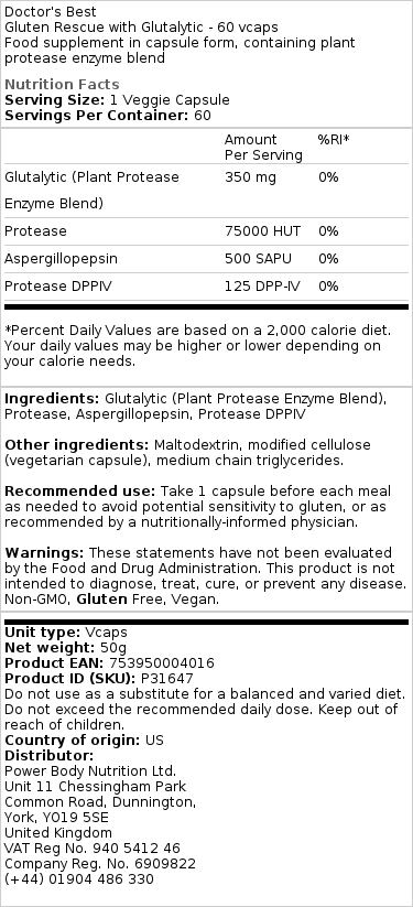 Gluten Rescue z Glutalytic - 60 kapsul - slika 3
