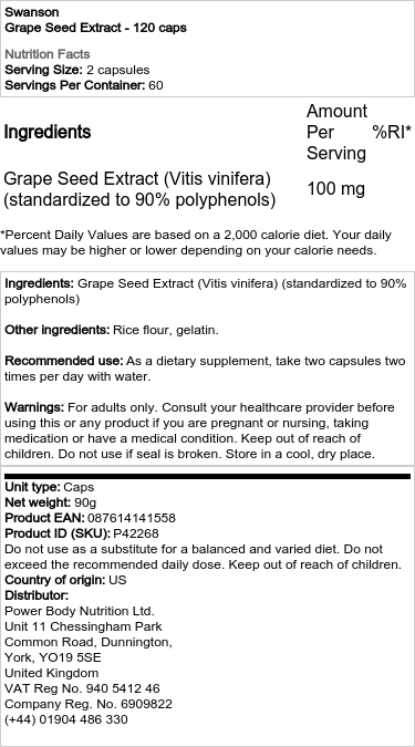 Izvleček grozdnih pečk - 120 kapsul - slika 2