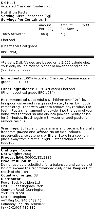 Aktivno oglje v prahu - 70g - slika 2
