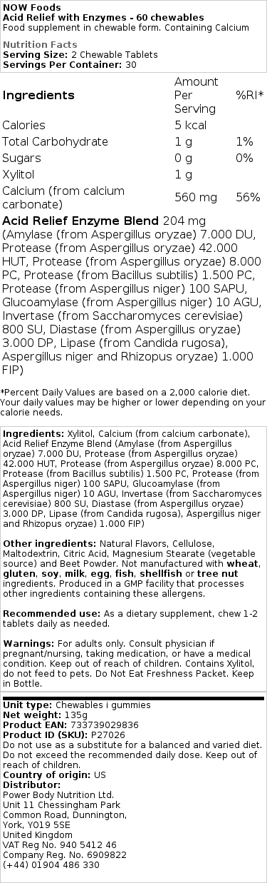 Kisline razbremenitev z encimi - 60 žvečljivih tablet - slika 2