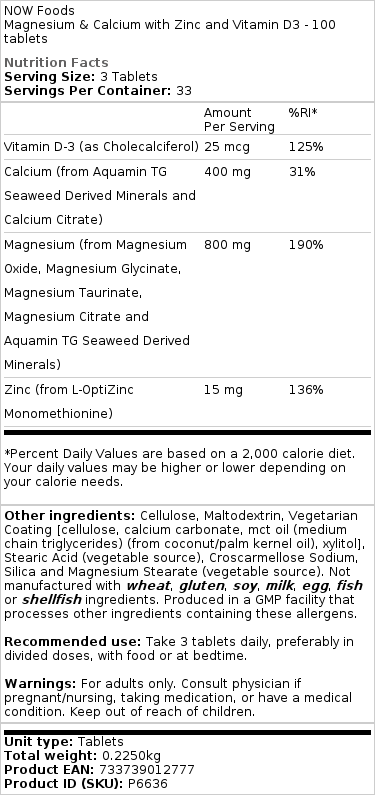 Magnezij in kalcij s cinkom in vitaminom D3 - 100 tablet - slika 2