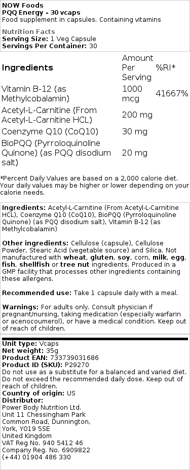 Energija PQQ - 30 kapsul - slika 2