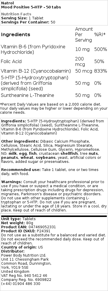 Razpoloženje pozitivno 5-HTP - 50 tablet - Image 2