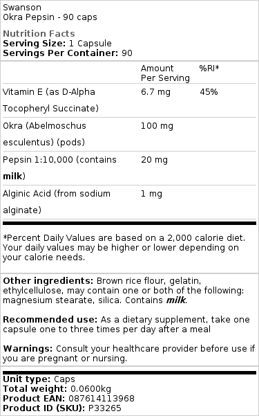 Pepsin in Okra - 90 kapsul - slika 2