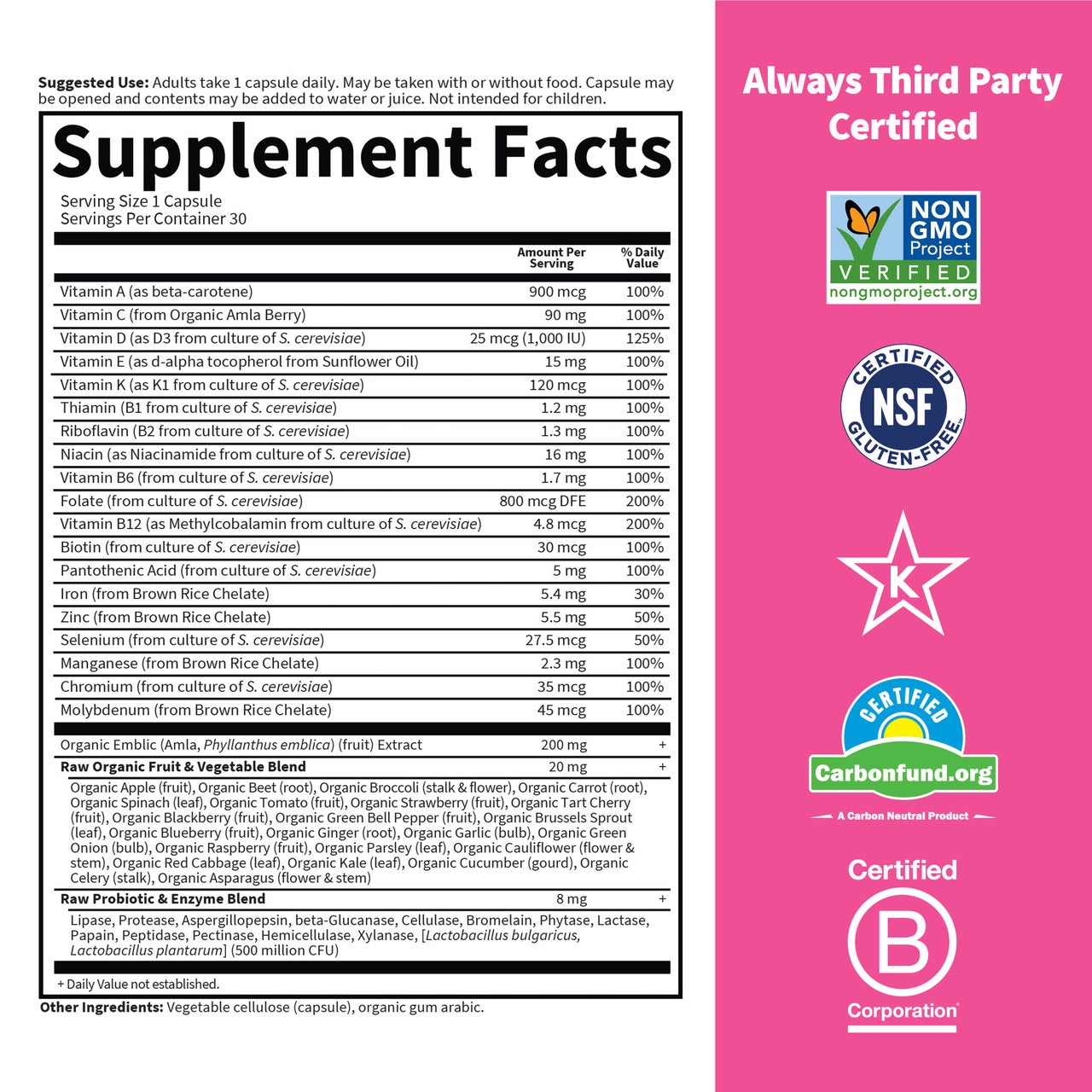 Vitaminska koda RAW ONE za ženske - 75 kapsul - slika 2