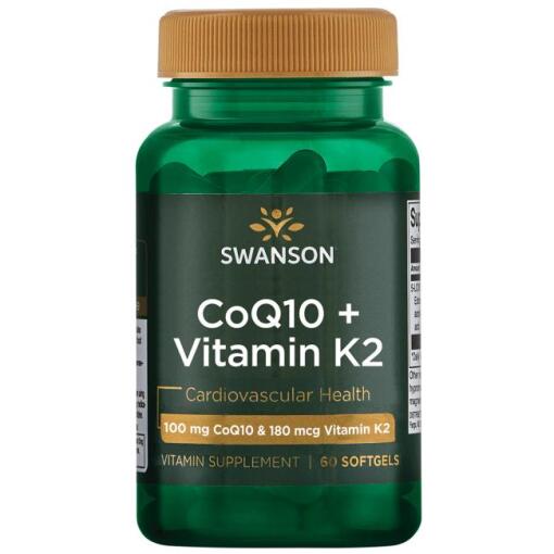 SWANSON CoQ10 100mg + Witamina  K2 180mcg 60sgels