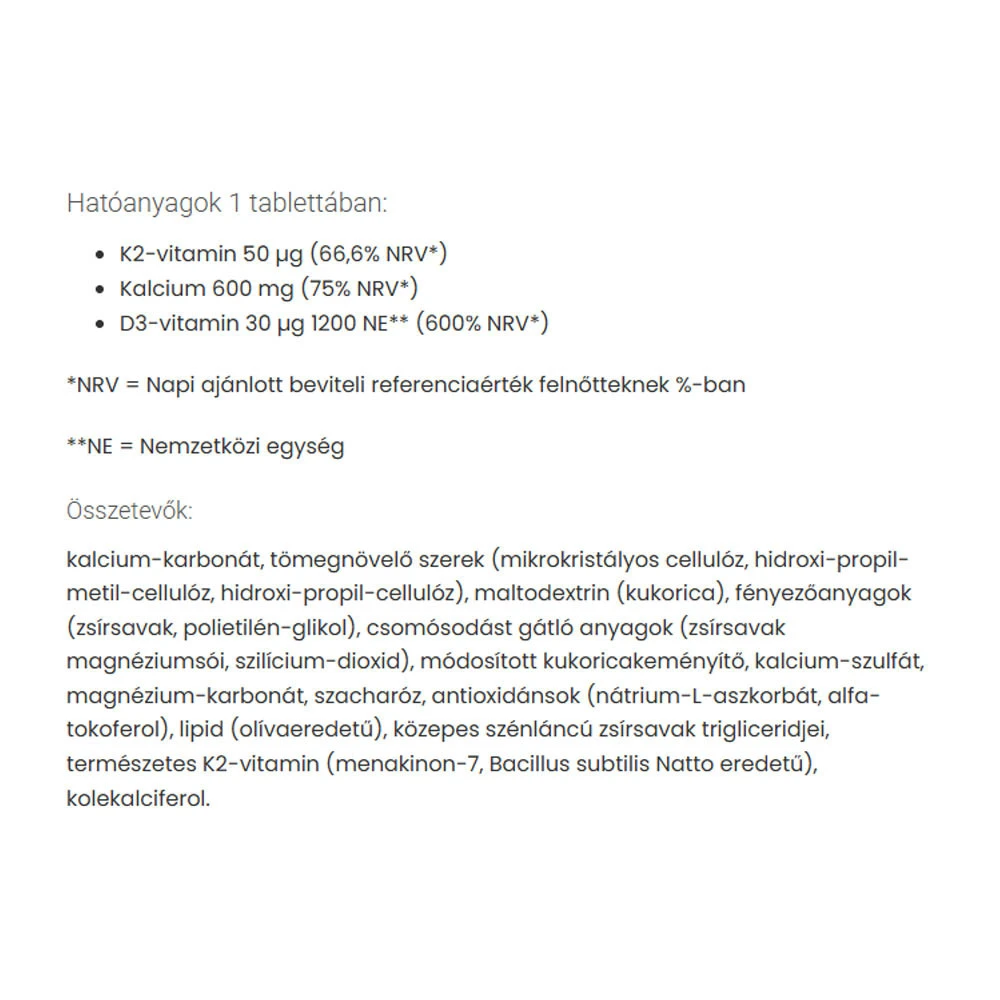 JutaVit - Kalcij Forte + Ca/K2/D3, 30 tablet - slika 2