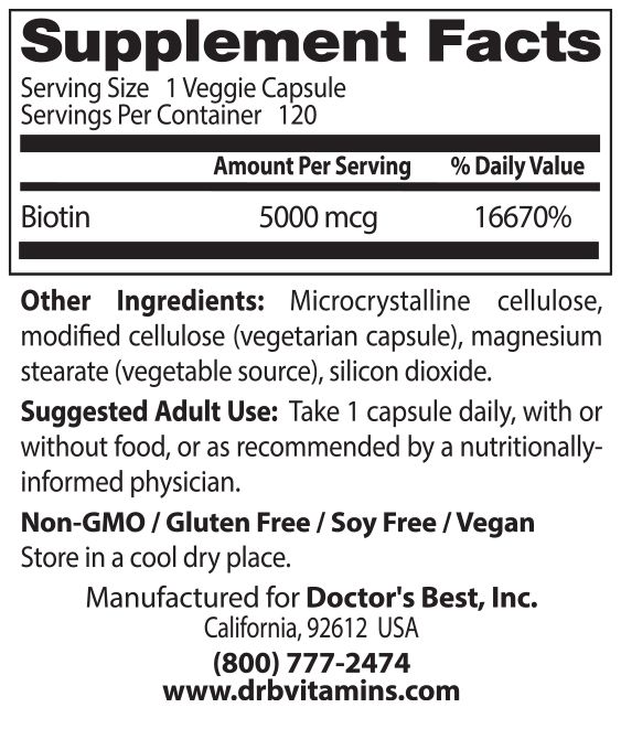 Biotin, 5000mcg - 120 kapsul - slika 5
