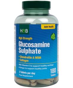 High Strength Glucosamine Sulphate + Chondroitin & MSM + Collagen - 180 tabs