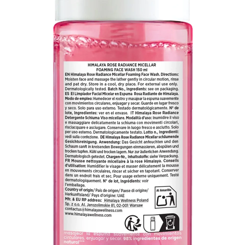Organic Rose Radiance Micellar Foaming Face Wash - 150 ml. - slika 2