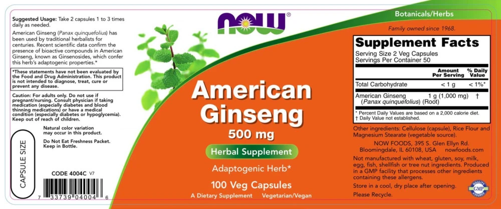 Ameriški ginseng, 500 mg - 100 kapsul - slika 2