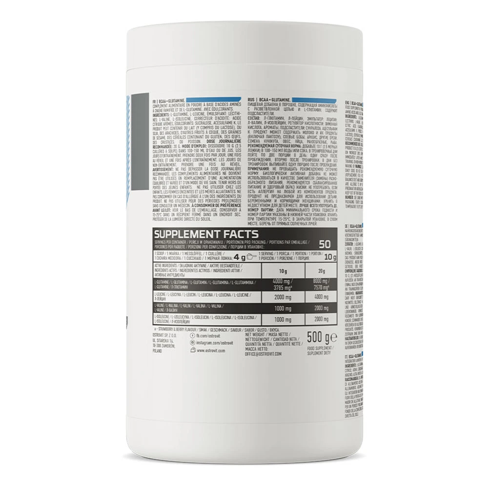 OstroVit – BCAA + Glutamin, limona - 500g - slika 7