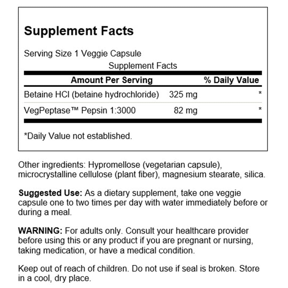 Betain HCl klorovodikova kislina - 250 vcaps - slika 3