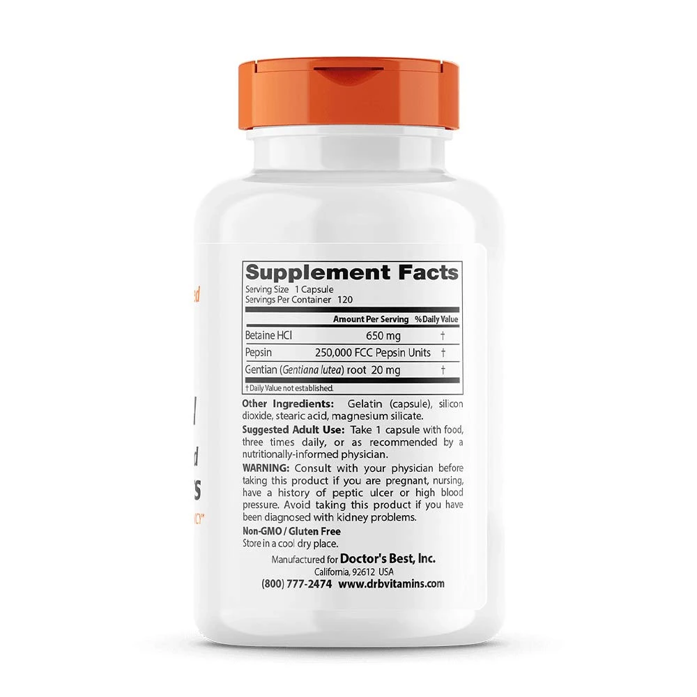 Betain HCl Pepsin in grenki encijan - 120 kapsul - slika 2