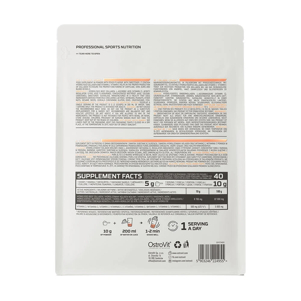 OstroVit – Kolagen + Vitamin C, breskev - 400g - slika 7