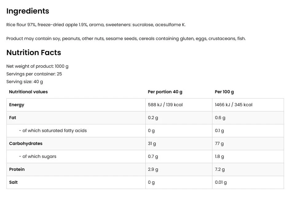 OstroVit – Riževa krema s kremnim jabolkom, 1000g - slika 7
