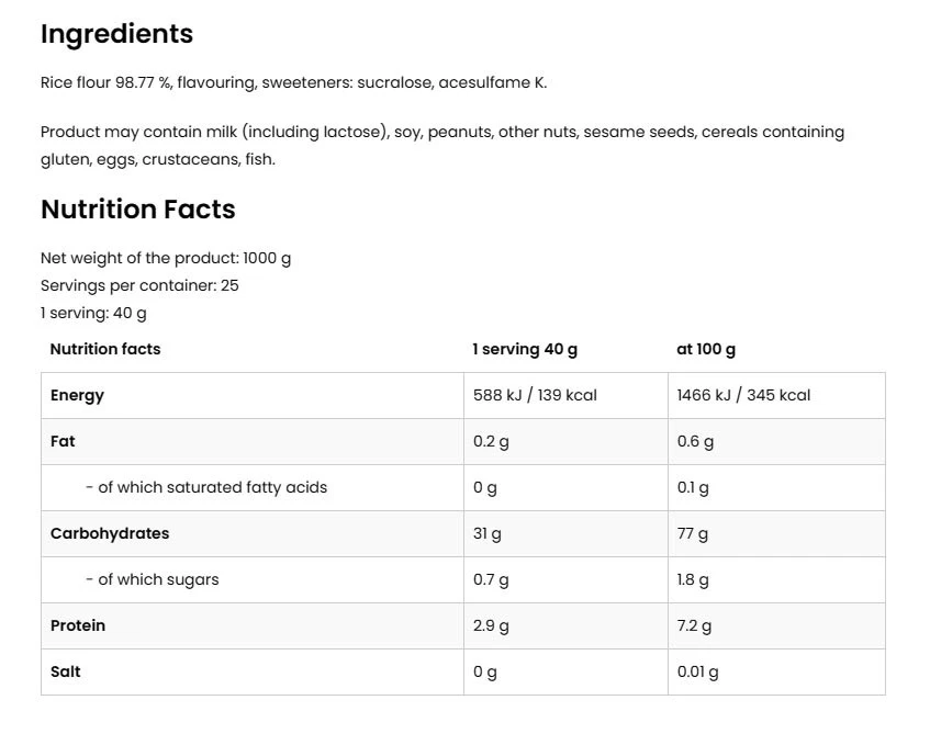 OstroVit – Riževa krema z okusom maline, 1000g - slika 5