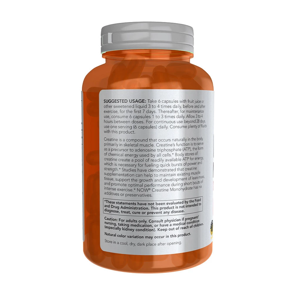 NOW Foods – Kreatin monohidrat 750 mg, 240 veganskih kapsul - slika 6
