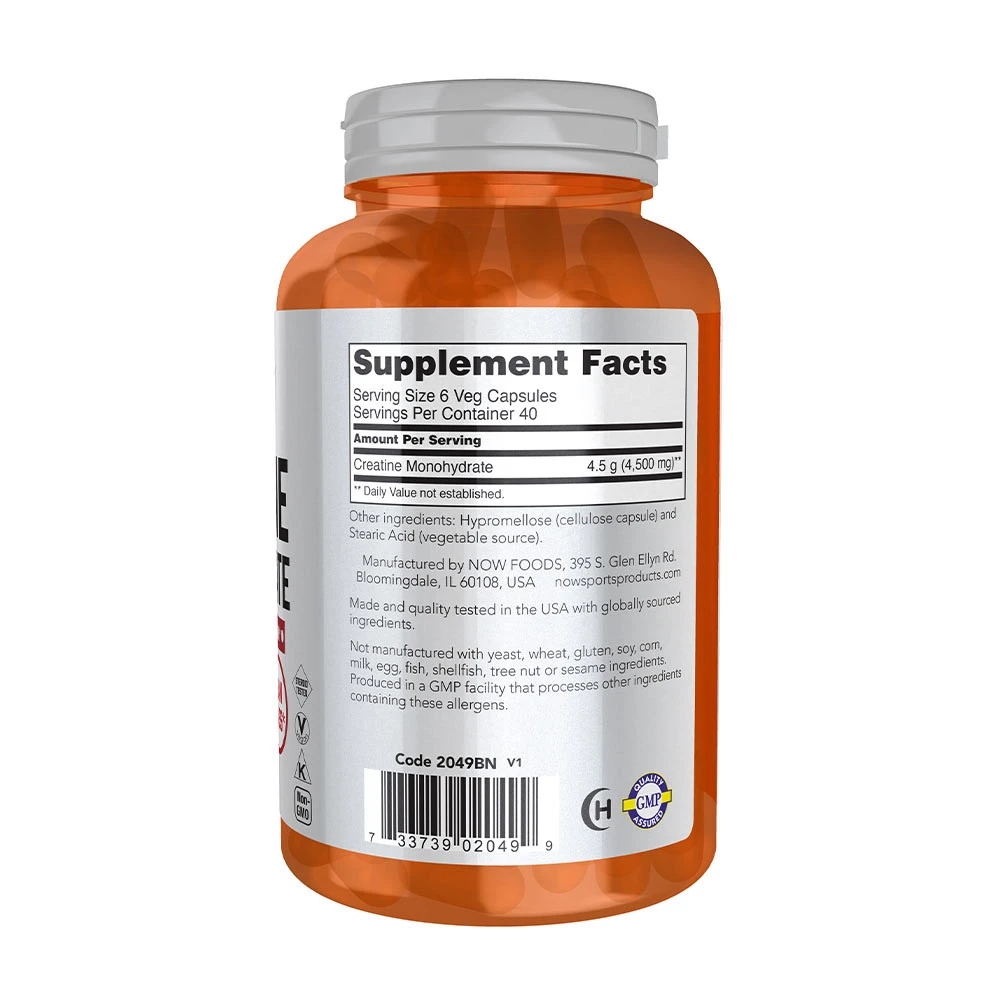 NOW Foods – Kreatin monohidrat 750 mg, 240 veganskih kapsul - slika 9