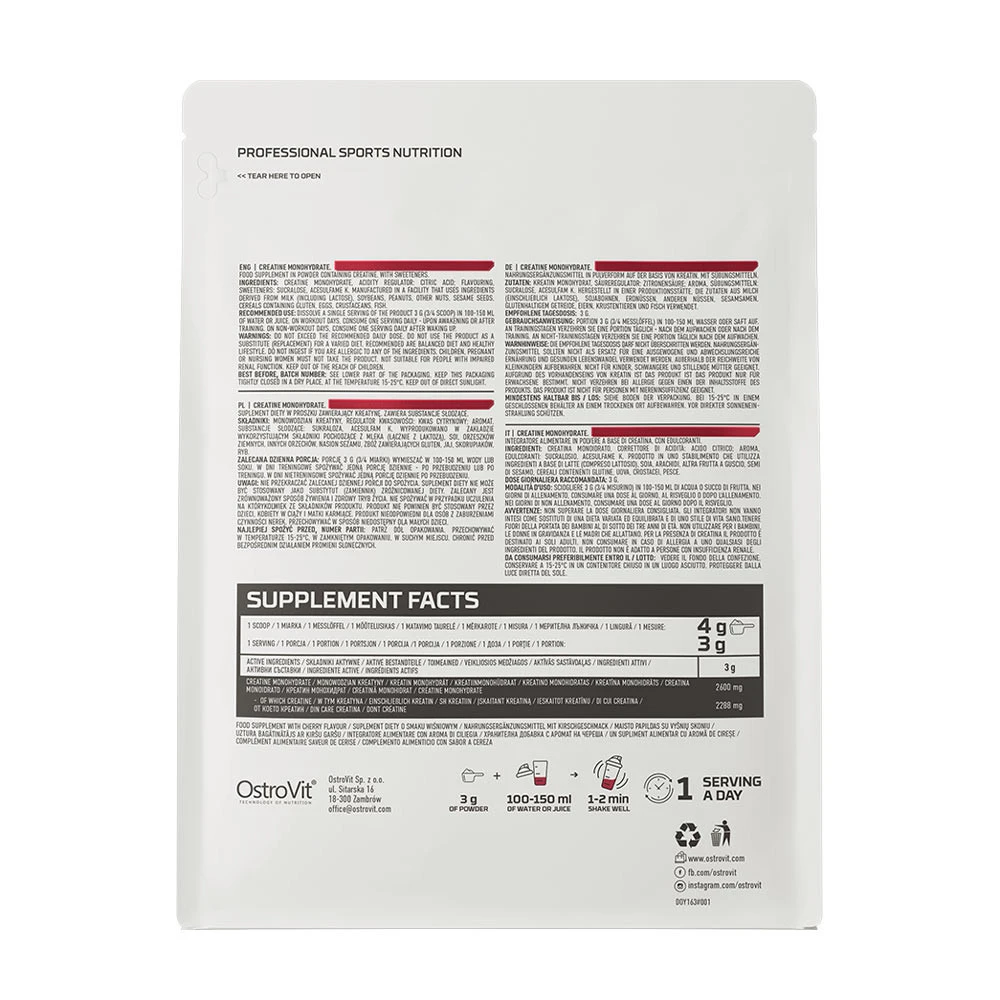 OstroVit - Kreatin Monohidrat, Češnja - 300g - slika 4