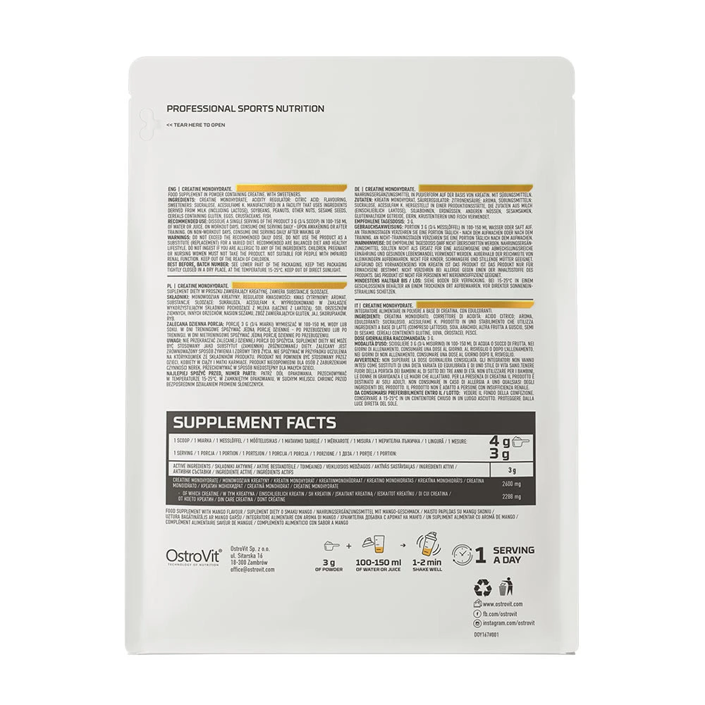 OstroVit – Kreatin Monohidrat, Mango 500g - slika 4