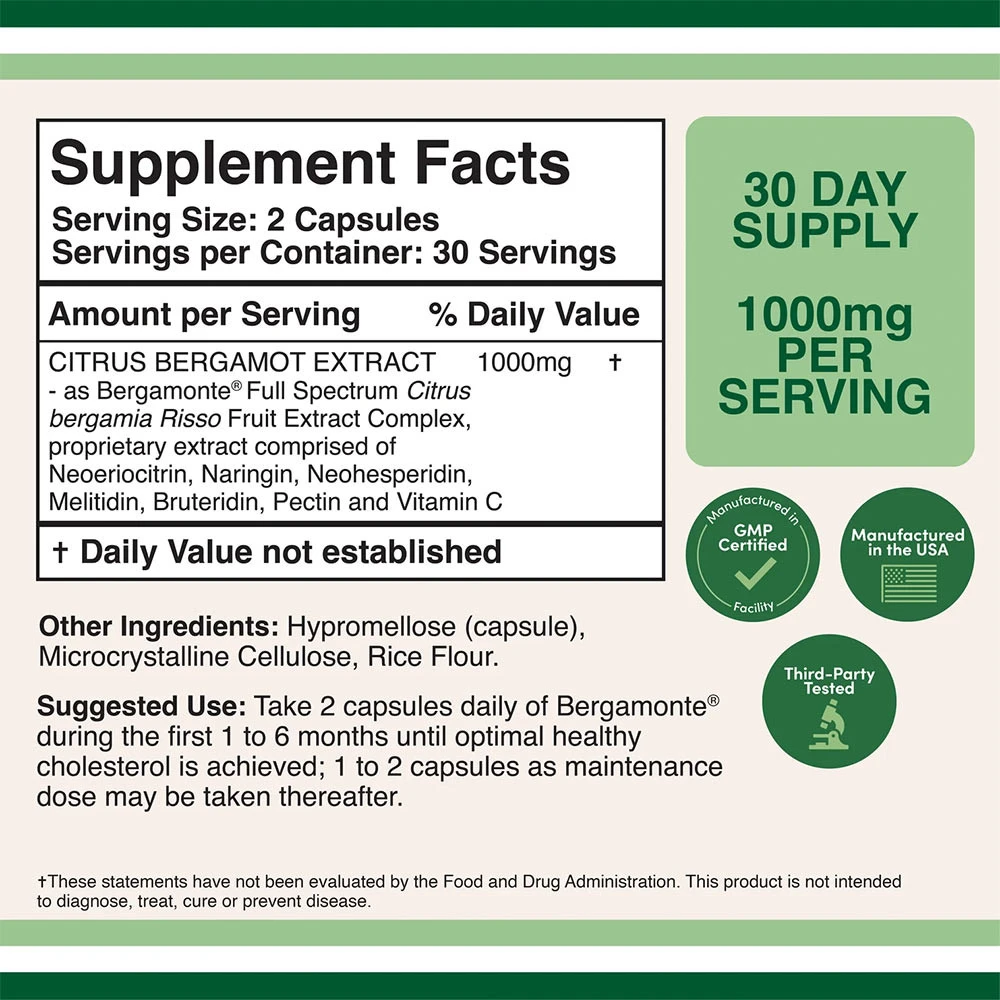 Double Wood Supplements – Izvleček Citrus Bergamot, 60 kapsul - slika 2