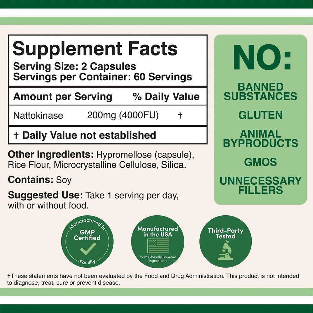 Double Wood Supplements – Nattokinase, 120 kapsul - slika 2