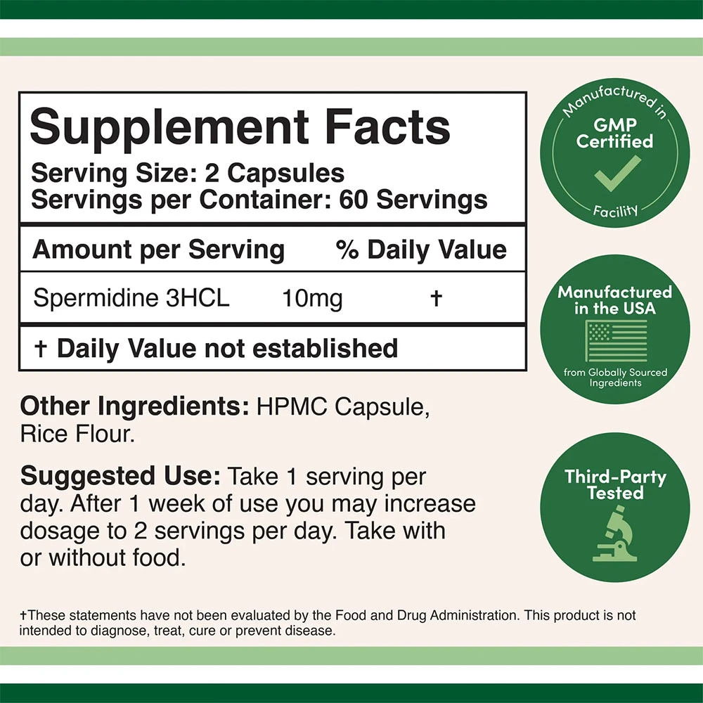 Double Wood Supplements – Spermidine 120 kapsul - slika 2