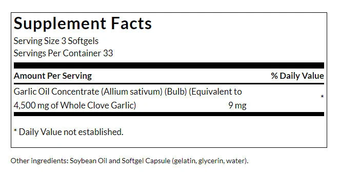 Česnovo olje, 1500 mg - 100 mehkih gelov - slika 3