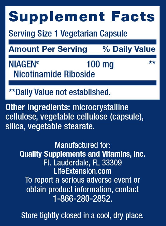 Life Extension - NAD+ obnovitelj celic 100 mg, 30 kapsul - slika 2