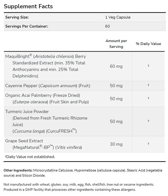 NOW Foods – Vlažilec za oči z MaquiBright, 60 rastlinskih kapsul - slika 2