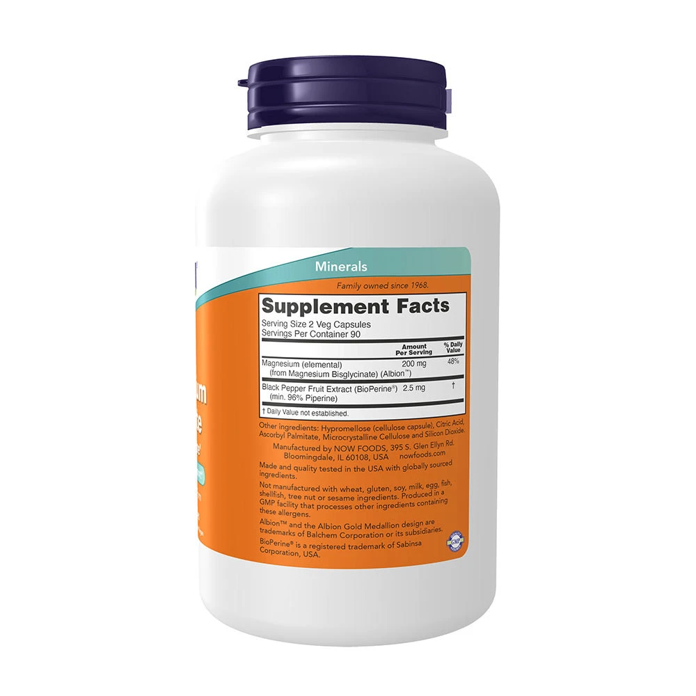 NOW Foods – Magnezijev glicinat z BioPerine®, 180 kapsul - slika 5