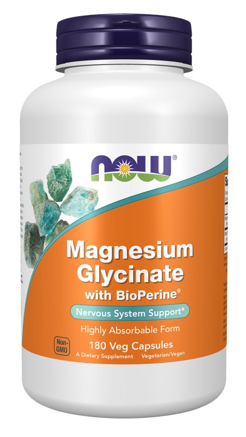 NOW Magnesium Glycinate with BioPerine® (180 Capsules)