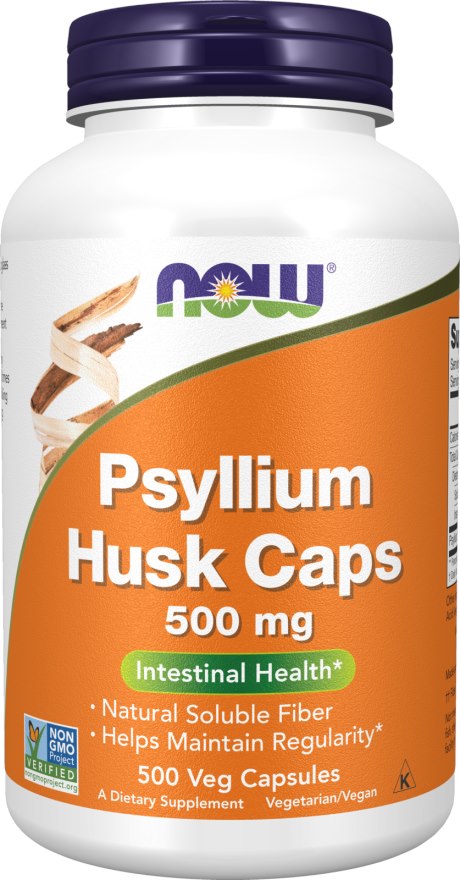 NOW Psyllium Husk 500 mg (500 Veg Capsules)