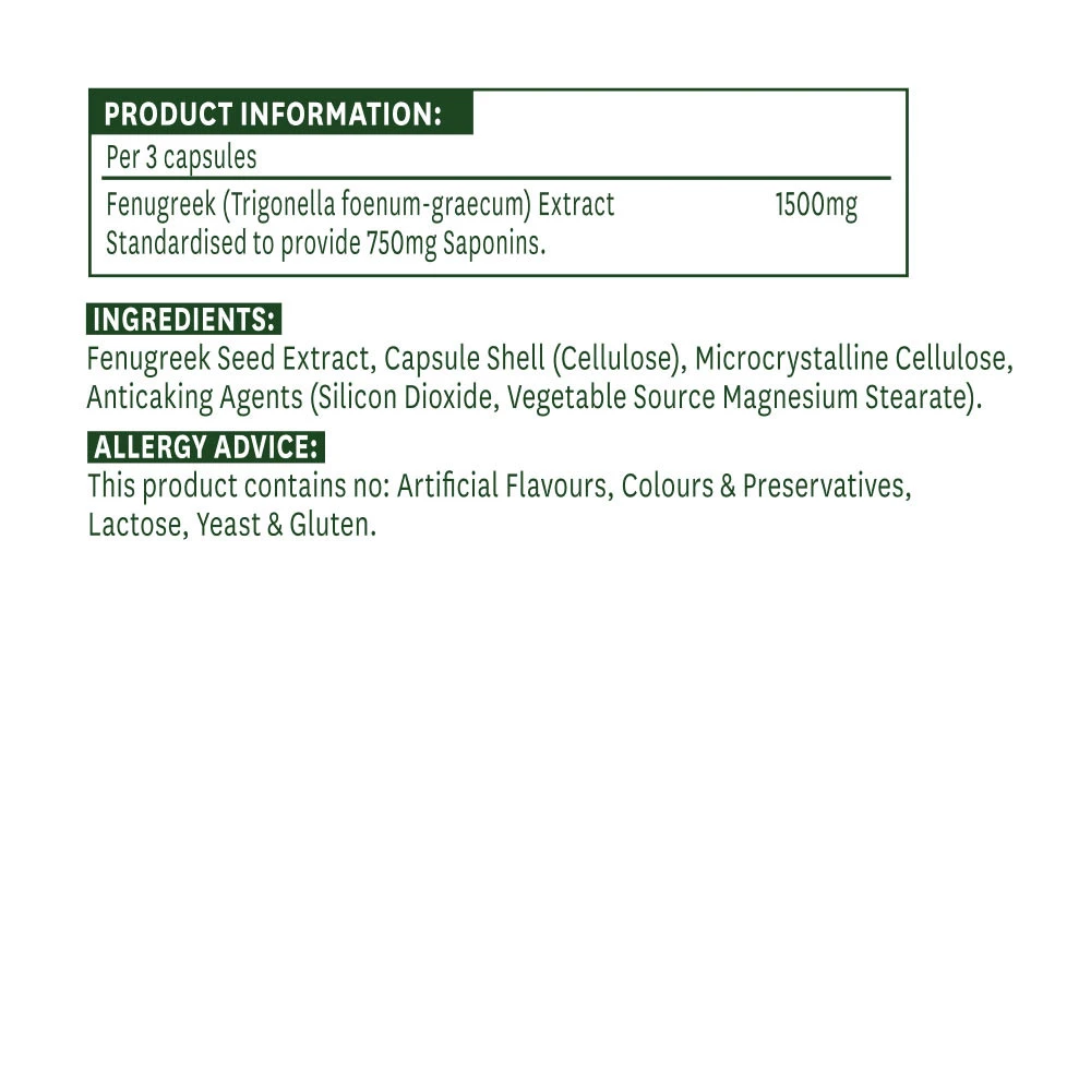 Natures Aid - Fenugreek Standardised 500 mg, 90 kapsul - slika 4