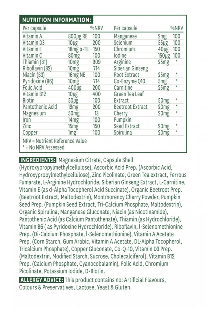 Natures Aid - Moški multivitamini in minerali, 30 kapsul - slika 4