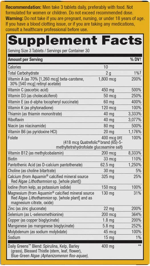 Nature's Way – Alive! Men’s Max3 dnevni multivitamin, 90 tablet - slika 4