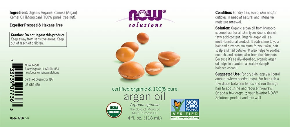 NOW Foods – Organsko arganovo olje, 118 ml - slika 4