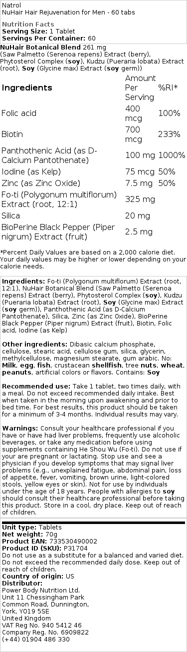 NuHair Hair Rejuvenation za moške - 60 kapsul - slika 2