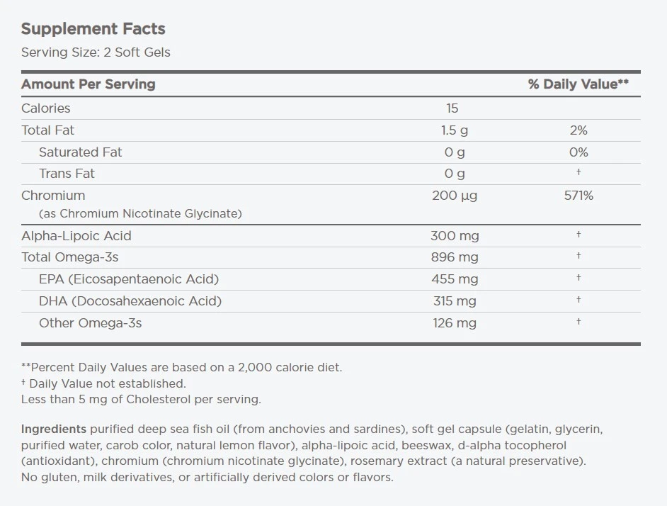 Omega Blood Sugar, 896mg - 60 softgels - slika 3