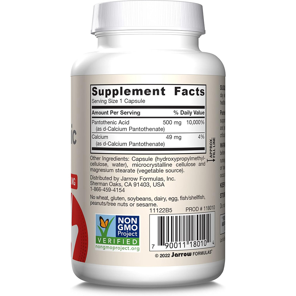 Pantotenska kislina B5, 500 mg - 100 kapsul - slika 4