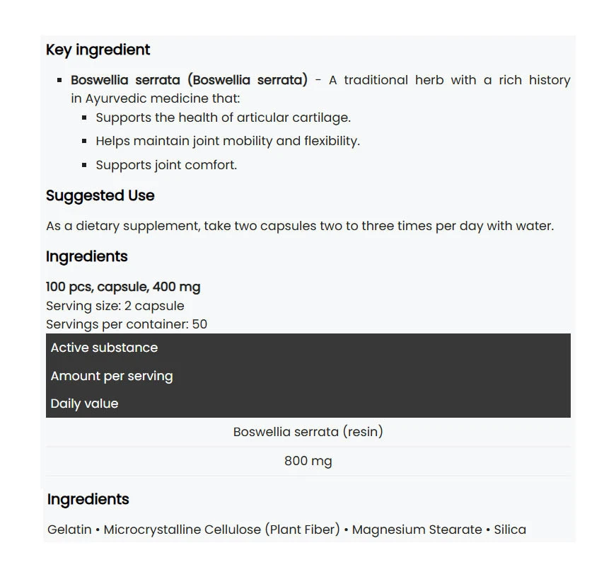 Bosvelija, 400 mg - 100 kapsul - slika 6