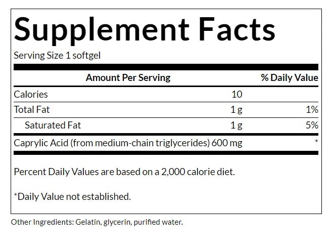 Kaprilna kislina, 600 mg - 60 mehkih gelov - slika 2