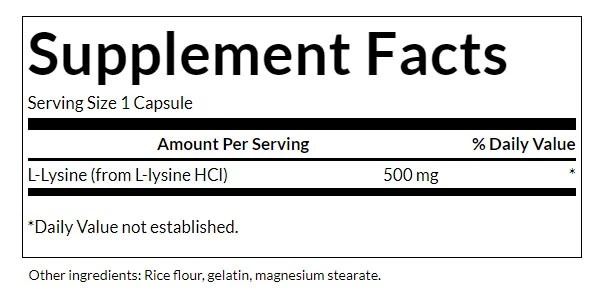 Lizin, 500 mg v prosti obliki - 100 kapsul - slika 2