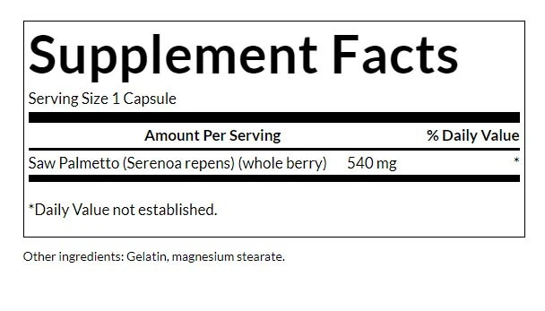 Polni spekter Saw Palmetto, 540 mg - 100 kapsul - slika 3