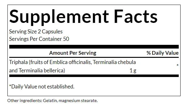 Triphala, 500 mg - 100 kapsul - slika 3