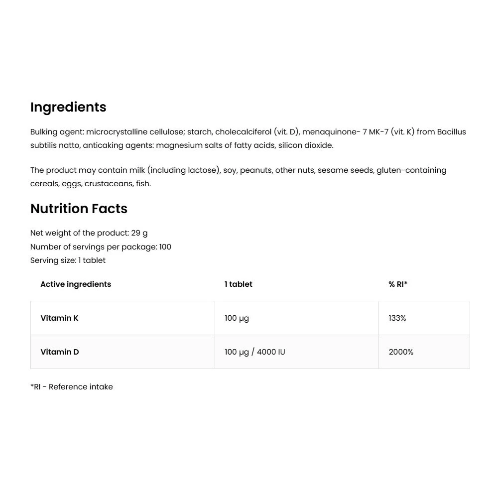 OstroVit - Vitamin D3 4000 + K2, 100 tablet - slika 2