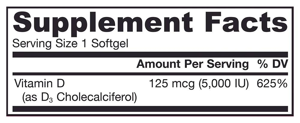 Vitamin D3, 5000 IE - 100 mehkih gelov - slika 5