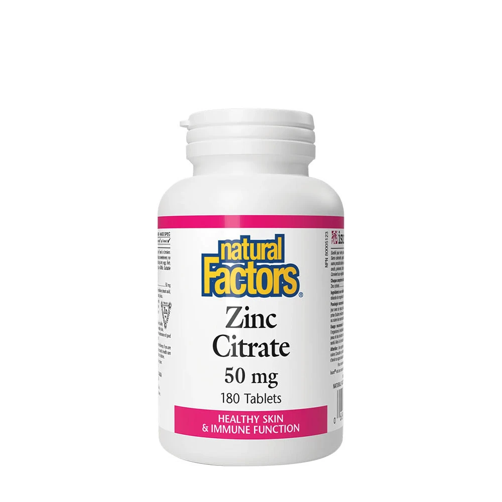 Natural Factors Zinc Citrate 50 mg (180 Tablets)